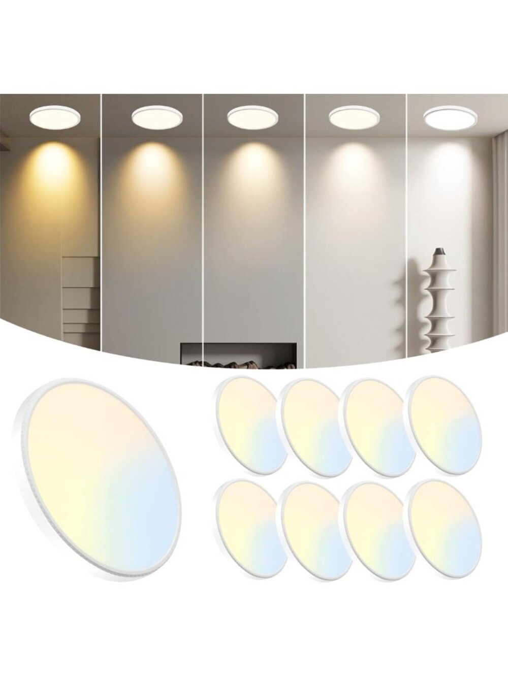 8-Pack Ultra Thin 7.5-Inch LED Flush Mount Ceiling Lights - 5 Color Options for
